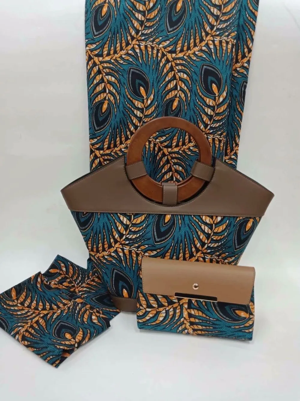 latest guinea brocade fabric stretch silk chiffon women handbag set ankara negerian real wax bag 4+2yard/lot005 | Дом и сад