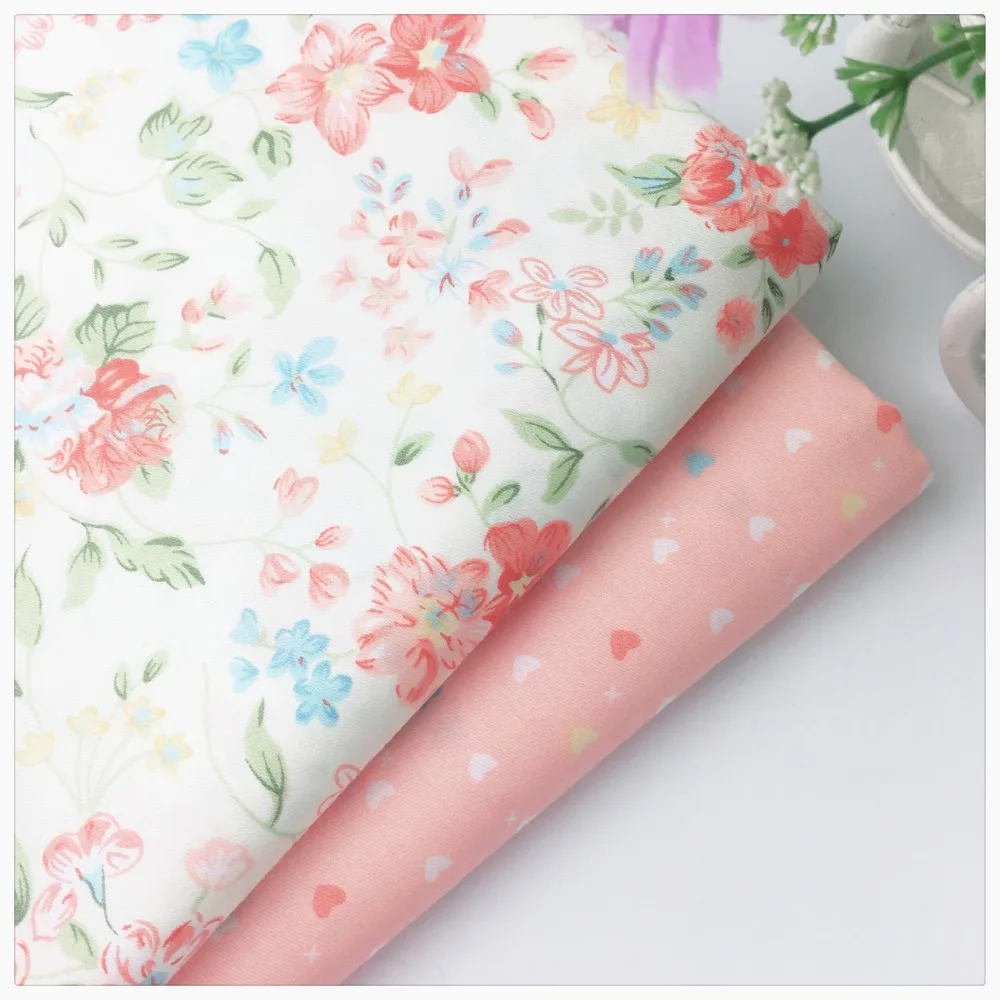 Розовый цветочный сердечко Сделай Сам хлопчатобумажная ткань для платья