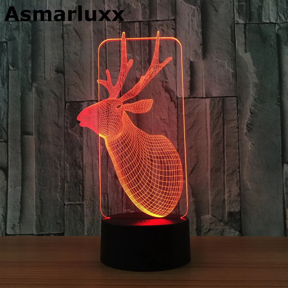 Олень 3D лампа USB светодиодный светильник домашний декор романтический дом