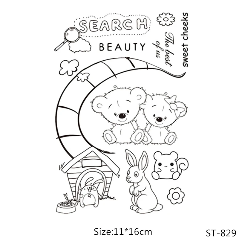 stamp ST-829 ZhuoAng милые животные/Хэллоуин/Рождество прозрачные штампы для DIY скрапбукинга/открыток/альбом декоративные силиконовые штампы ремесла - Цвет: stamp ST-829