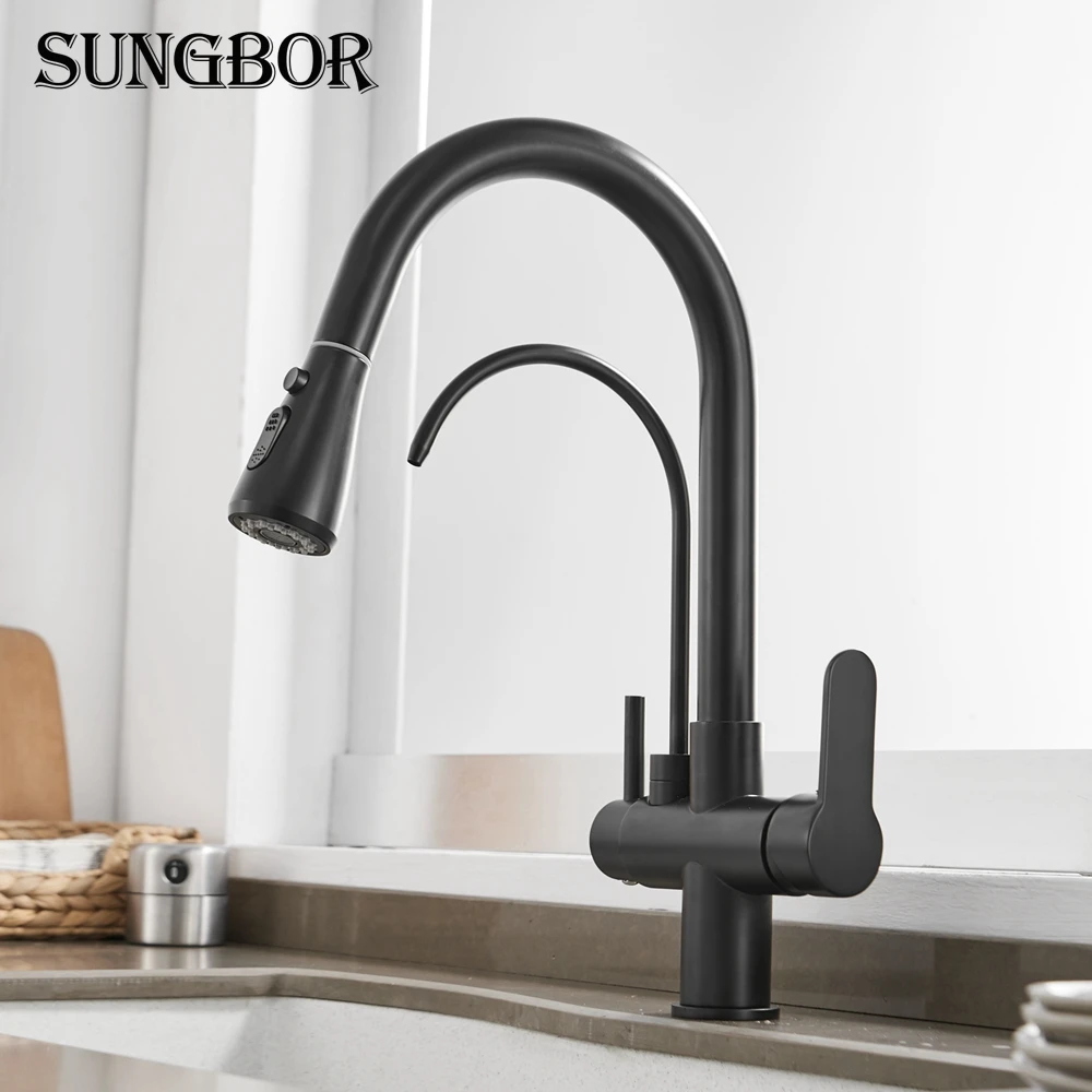 Смеситель для питьевой воды кухонный кран с 2 носиками 3 способа