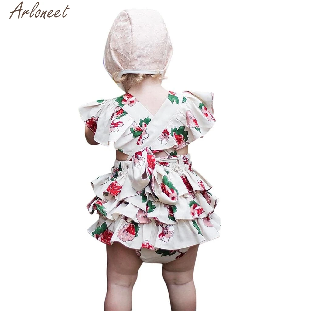 ARLONEET новорожденные младенцы девочки Цветочный Принт принцесса комбинезон