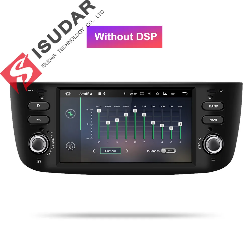 Isudar Автомобильный мультимедийный плеер 1 Din Android 9 для Fiat/Linea/Punto 2012- gps DVD Automotivo радио FM четырехъядерный DSP USB DVR - Цвет: Without DSP