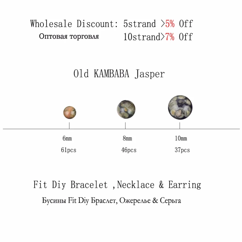 Оптовая продажа 6 8 10 мм натуральный старый Kambaba Jaspers камень Бусины Diy браслет