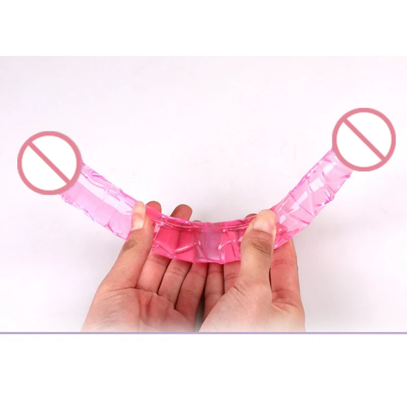 Фаллоимитатор U-образного типа с двойной головкой и ремешком хрустальный