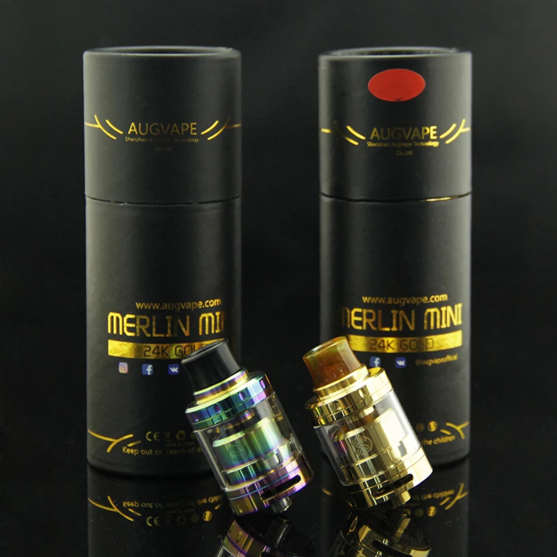 Атомайзер Augvape Merlin Mini RTA Радужный испаритель Vape с односторонним 2 пост скоростным