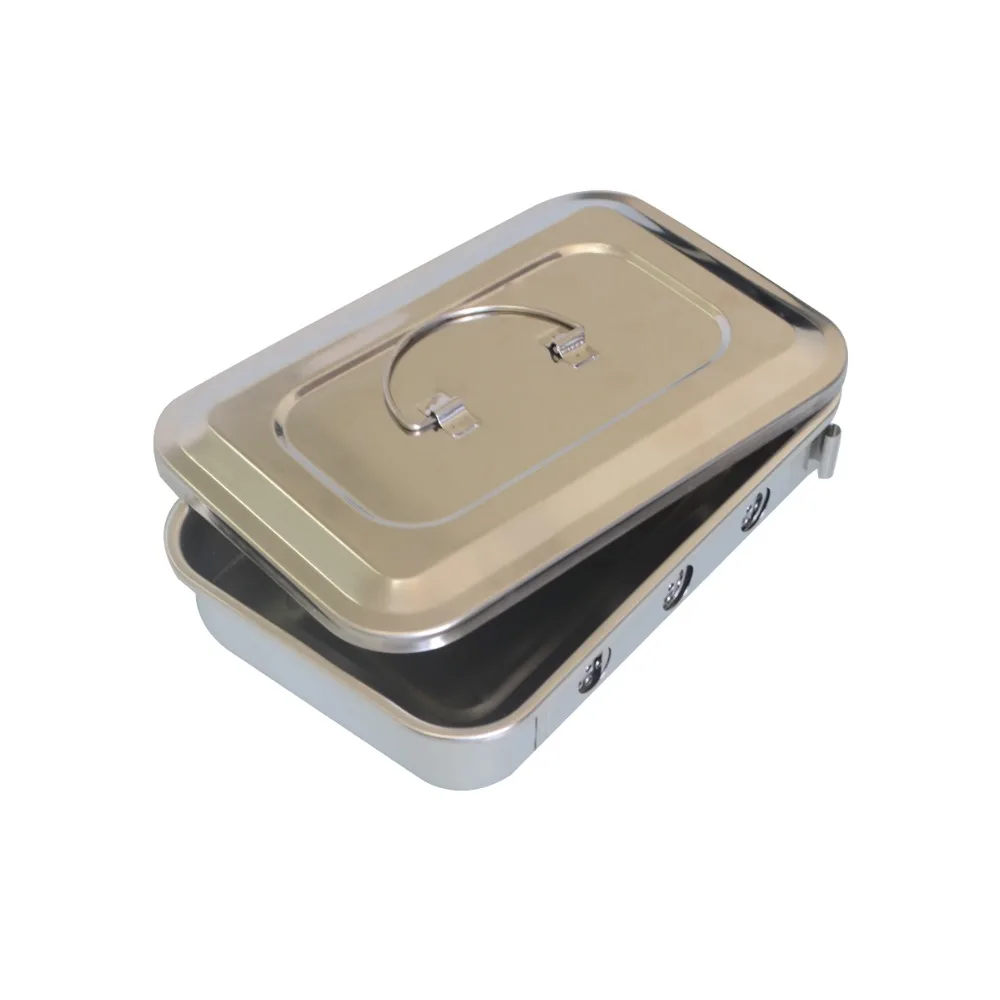 

1Pc Stainless steel box with cover plates with medical disinfection equipment tray hole vessel 9 inch