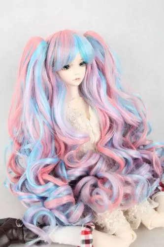 

[Wamami] Fbe-023 # красочный волнистый парик, вьющиеся волосы для 1/4 MSD DOD BJD Dollfie 7-8"