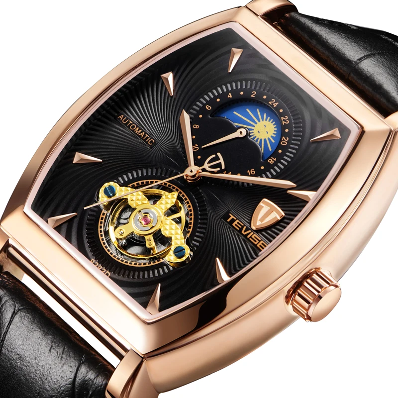 Tevise Топ автоматические часы с автоподзаводом Для мужчин Tourbillon механические