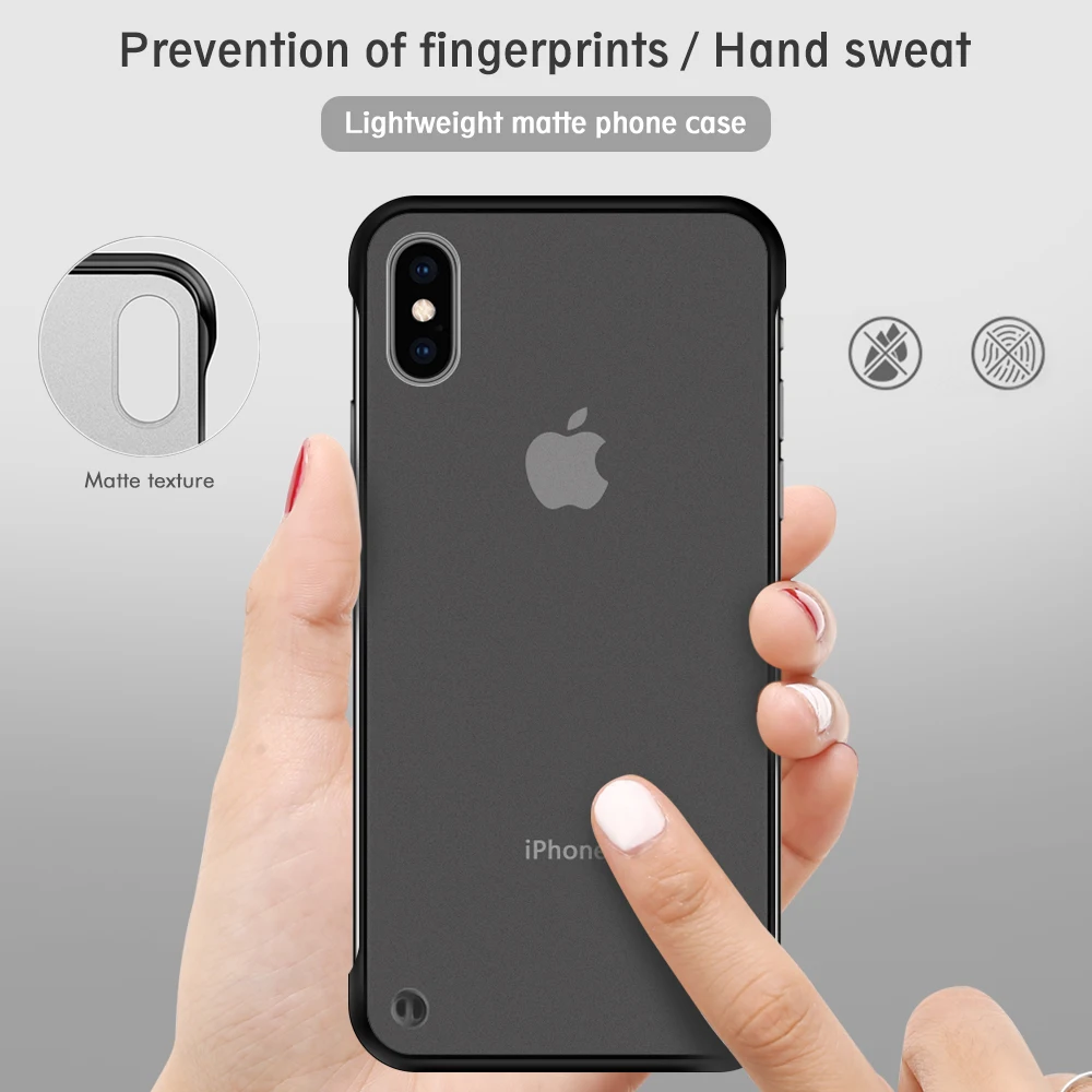 Новый чехол без оправы для iPhone XS Max 6 6S 7 8 Plus X Матовый Жесткий акриловый 10 чехлы с