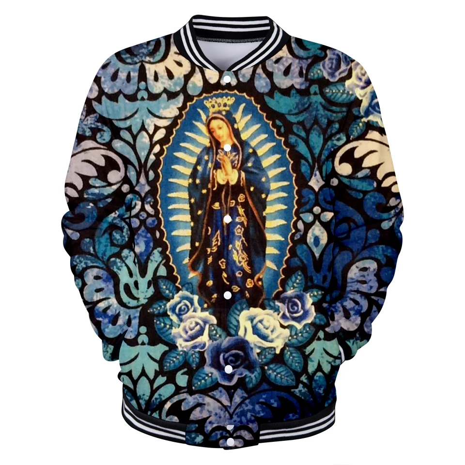NEW Harajuku 3D Print Our Lady Guadalupe Long Sleeve Baseball Jacket Women harajuku Clothes 2019 japan New Arrival Fashion | Женская