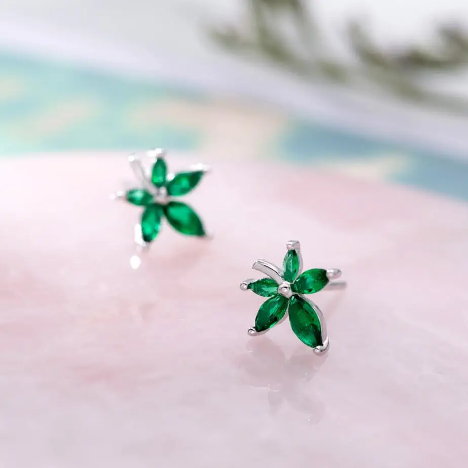 Серьги-капельки HRina из стерлингового серебра S925 пробы с зеленым цирконием и