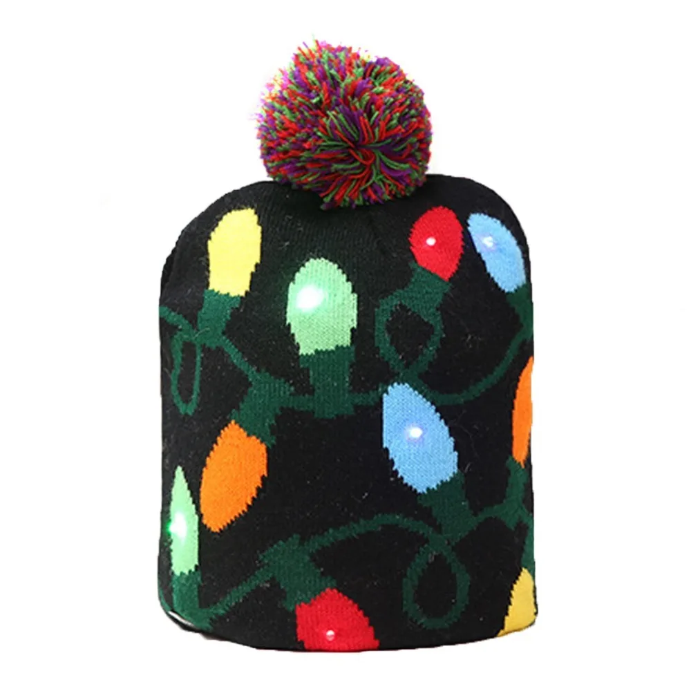 LED Рождественская шапочка Уродливый Рождественский свитер елка легкая вязаная