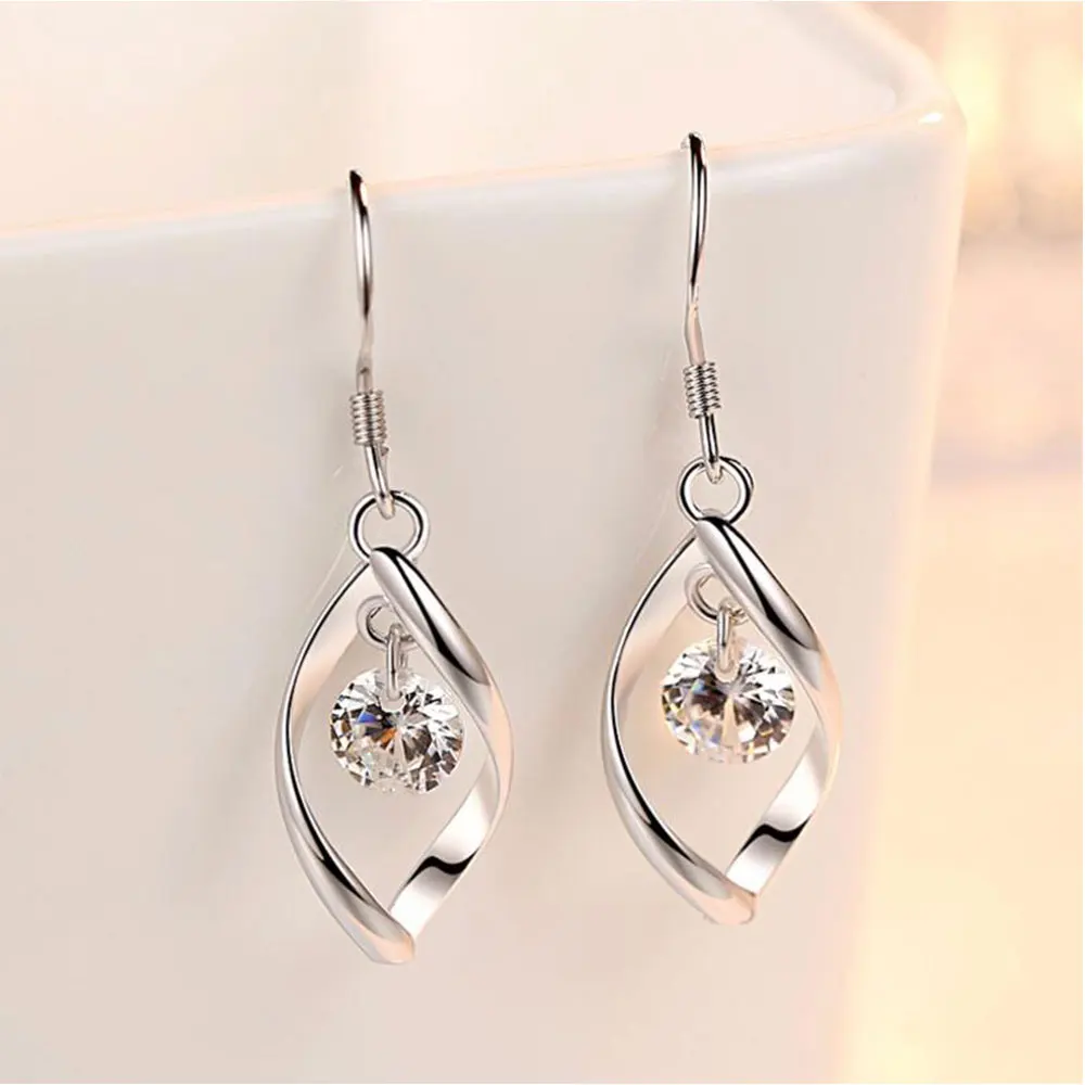 Женские серьги подвески ANENJERY из 925 пробы серебра с цирконием S E312|earrings for|dropping earrings