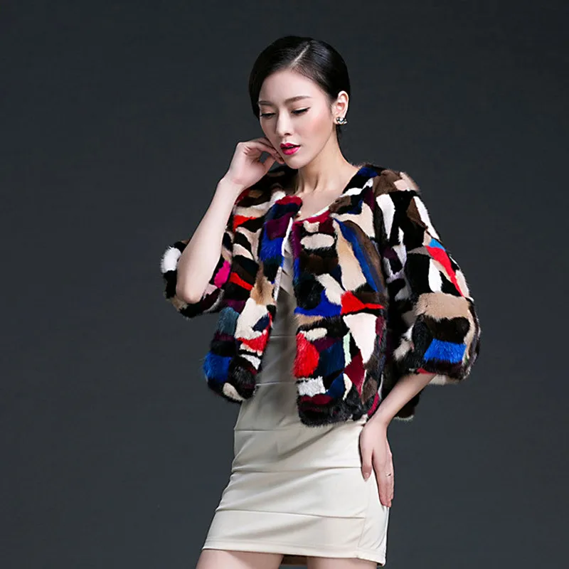 Элегантные зимние пальто 2017 женская обувь multi Цвет норки Мех животных О Средства
