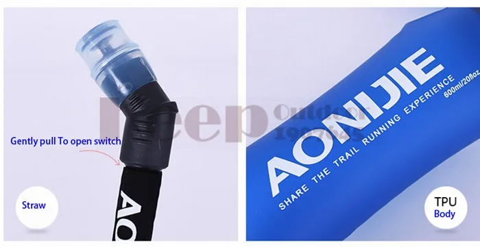 AONIJIE 350 600 мл спортивная сумка для воды для бега, складная термополиуретановая мягкая колба для воды с длинной соломенной велосипедной сумкой