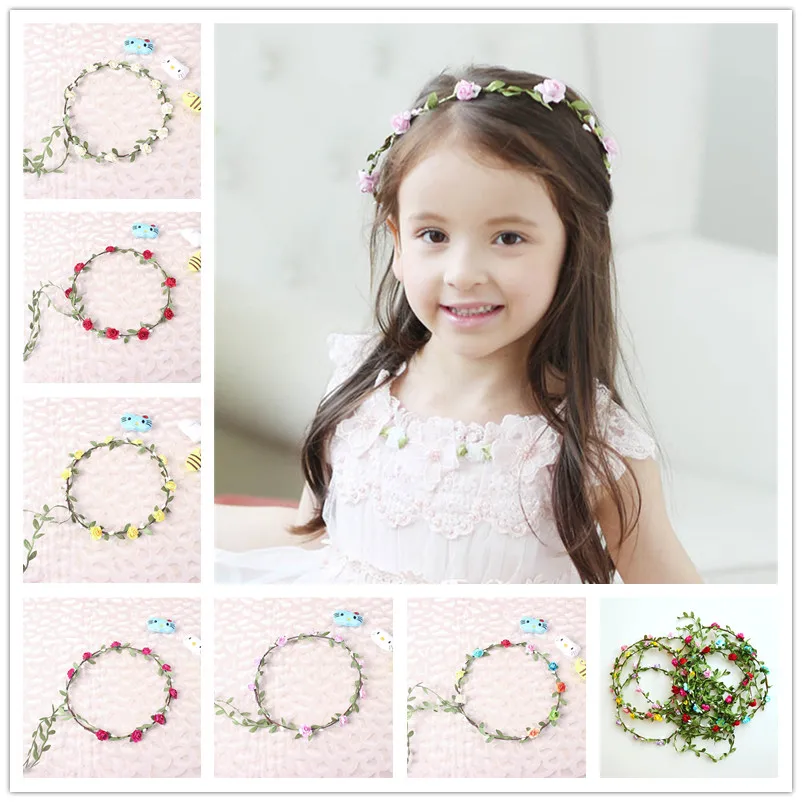 Детская повязка на голову с цветами для маленьких девочек ушками детей