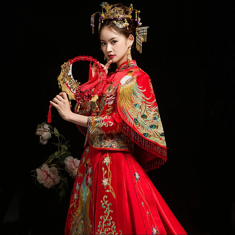 Винтажное красное свадебное платье с вышивкой Cheongsam, современное традиционное китайское стильное свадебное платье, Восточное женское платье Qipao Vestidos, размеры S-XXL