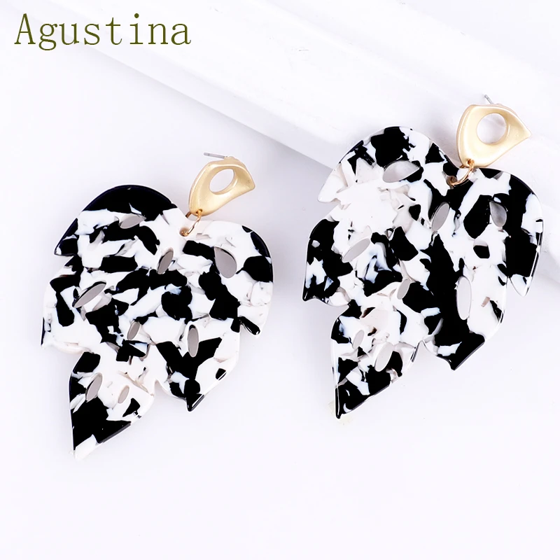 Женские Висячие серьги в форме листа простые богемные из акриловой смолы и