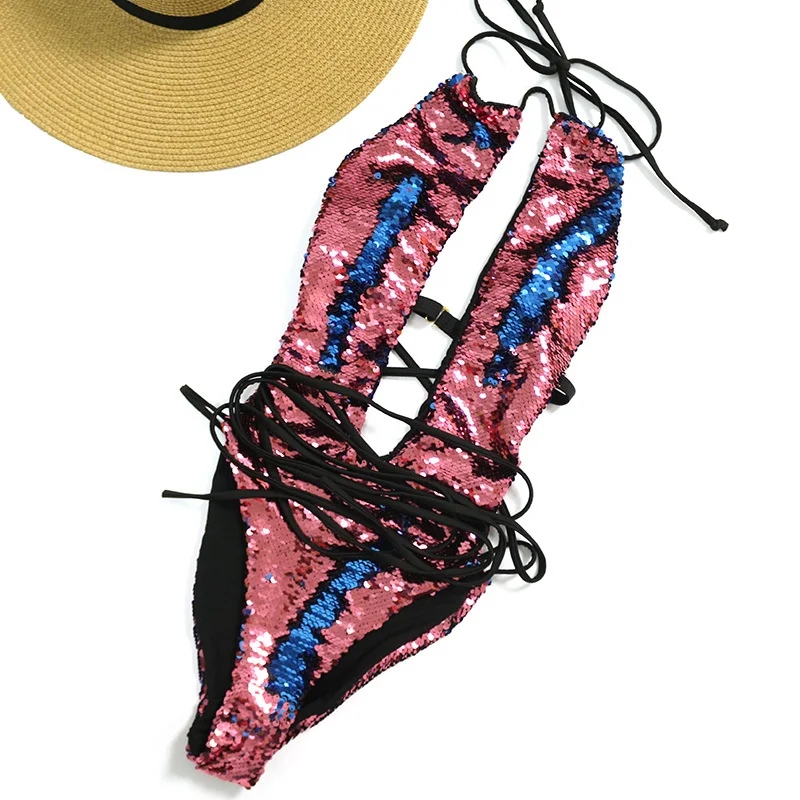 Сексуальный блестящий волшебный двусторонние пайетки бандажный Блестящий