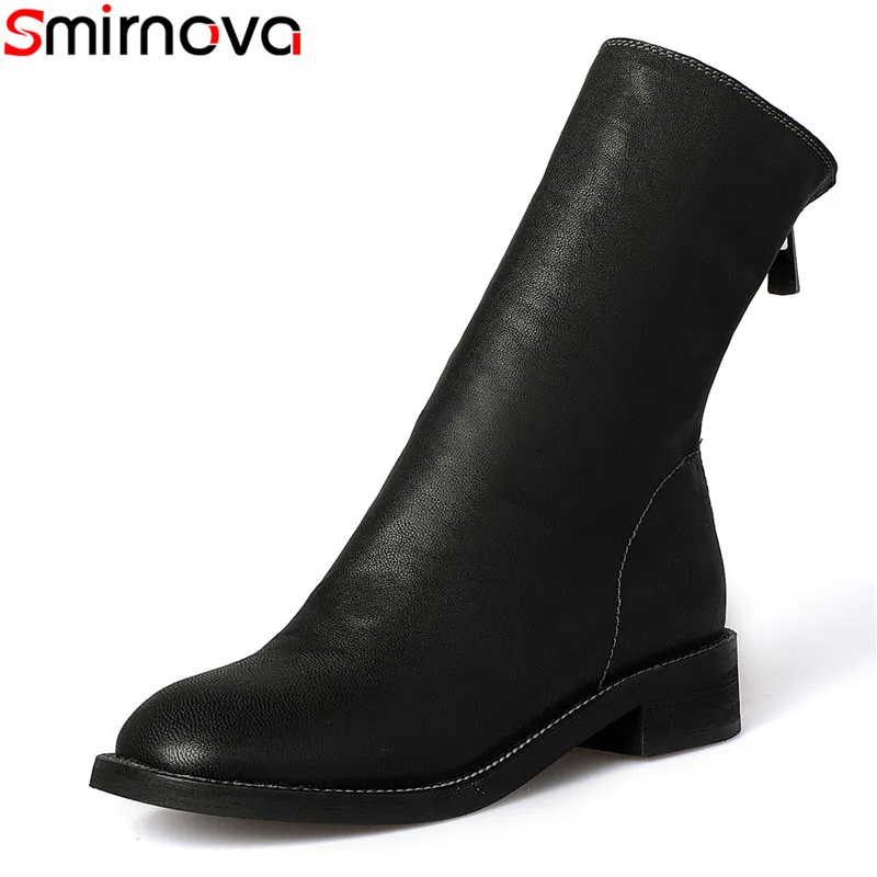 Smirnova 2018 горячая Распродажа модные ботинки из натуральной кожи на молнии с