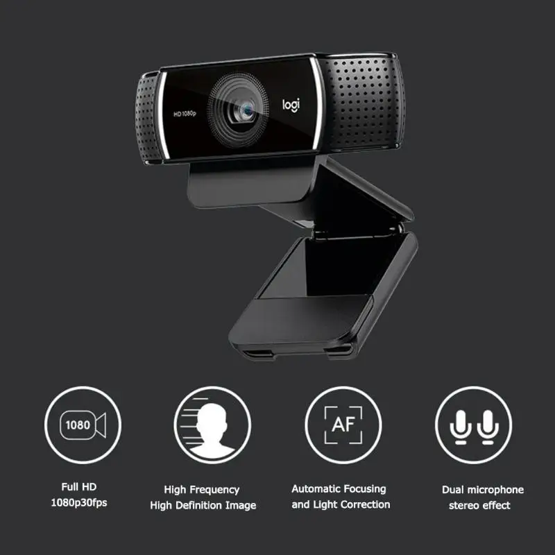 Logitech C922 Pro камера с автофокусом Встроенный микрофон потоковая видео веб-камера 1080P 30FPS Full HD якорная камера со штативом