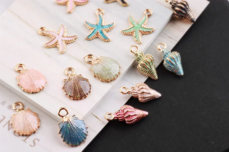 Корень 10 шт. цветная морской океан Морская звезда раковину море Эмаль Подвески DIY