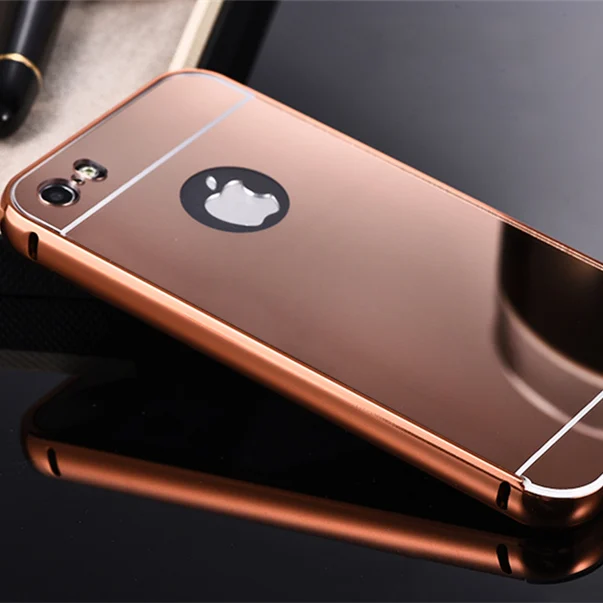Rose Gold Для iPhone X 10 зеркало роскошное покрытие для чехла Алюминий металлический зеркальный корпус для iPhone 6 6S 7 8 Plus SE 5S 5 4S 4 чехол Крышка для iPhone 8 7 - Цвет: Rose Gold