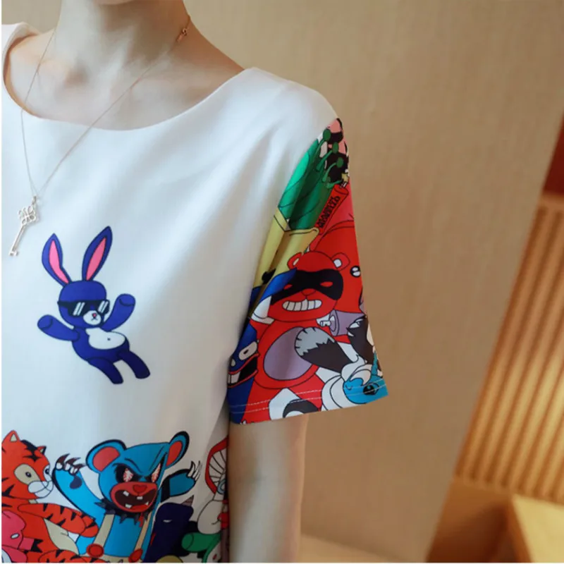 Летнее платье с короткими рукавами для беременных Мода Животный мир узор