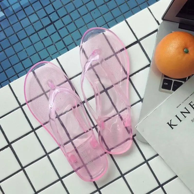 Женские повседневные тапочки удобные прозрачные летние сандалии для