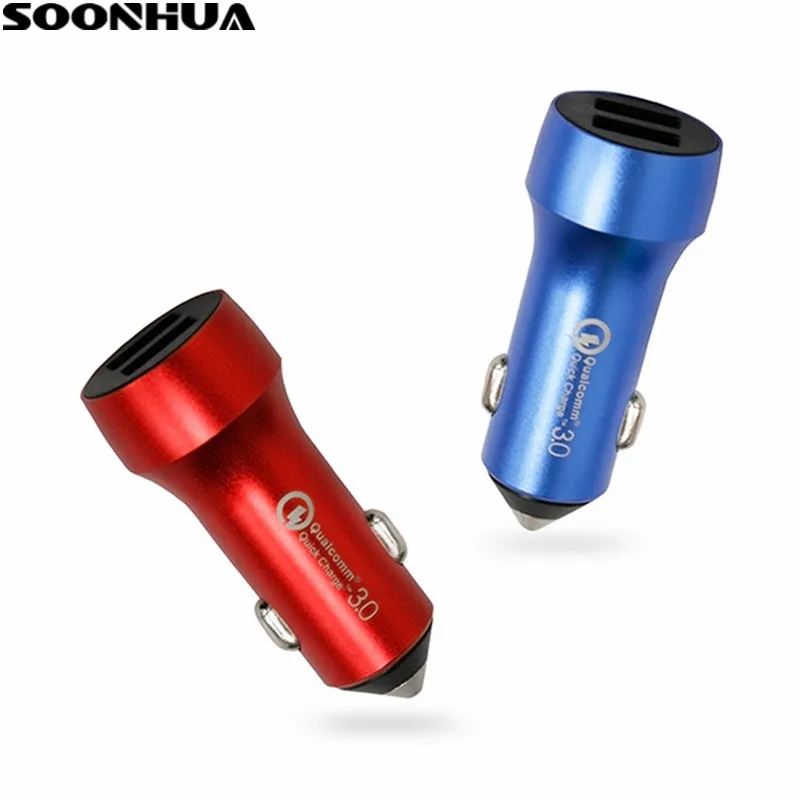 OONHUA 2 USB порта портативное металлическое автомобильное зарядное устройство QC3.0