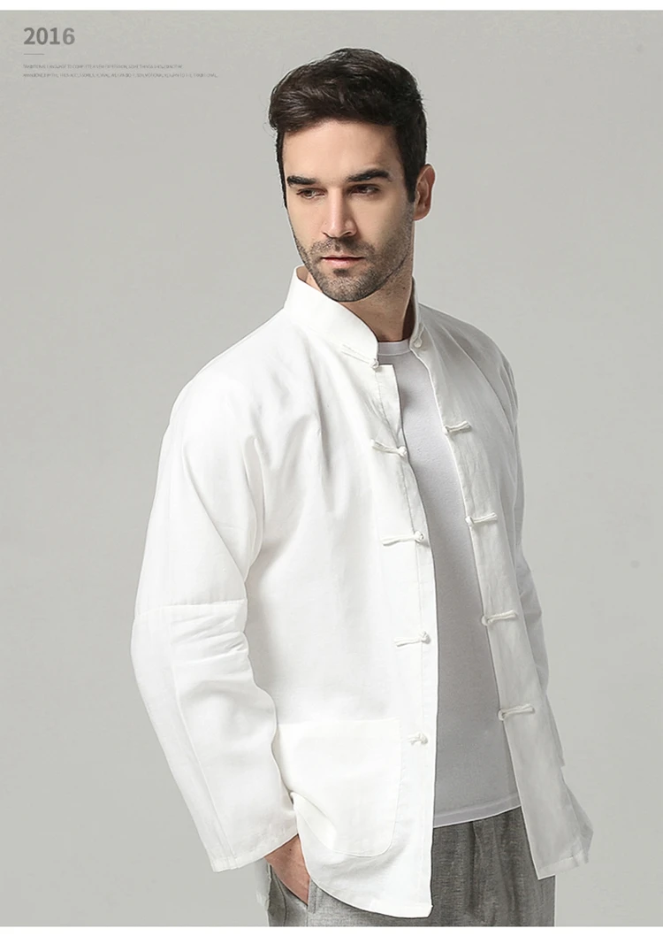 Белый классический китайский Стиль хлопок лен Кунг-Фу рубашка Lee Bruce Wing chun Топы