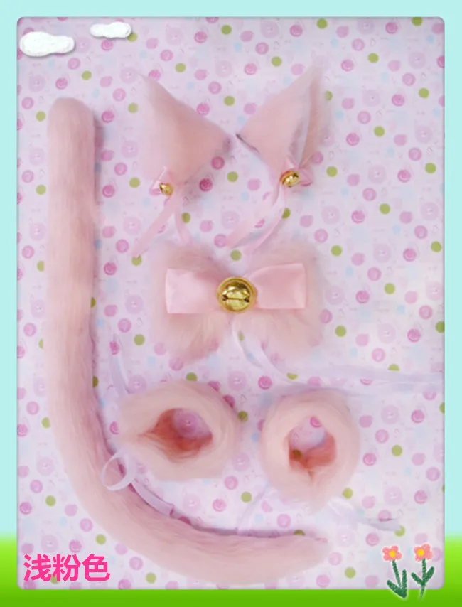 Заколка для волос с кошачьими ушами и хвостом бутафория маскарада Хэллоуина