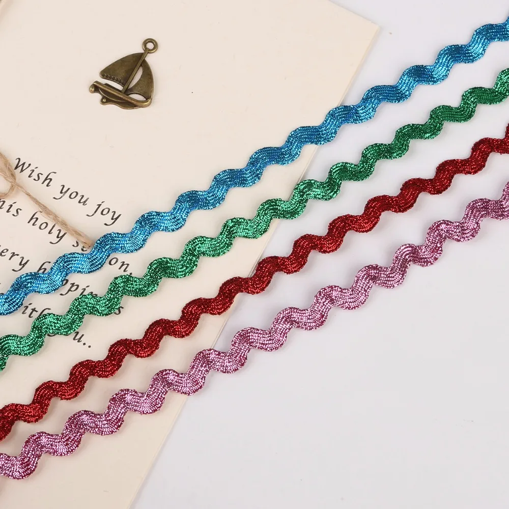 15 ярдов/лот 8 мм металлическая териленовая лента зигзаг Ric Rac кружевная для