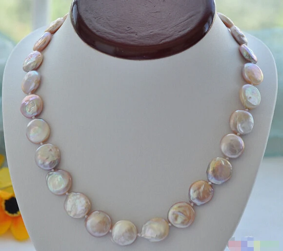DYY HOT## Wholesale &gt &gt&gt&gt P3905 17&quot 14mm lavender coin Freshwater cultured pearl necklace magnet |