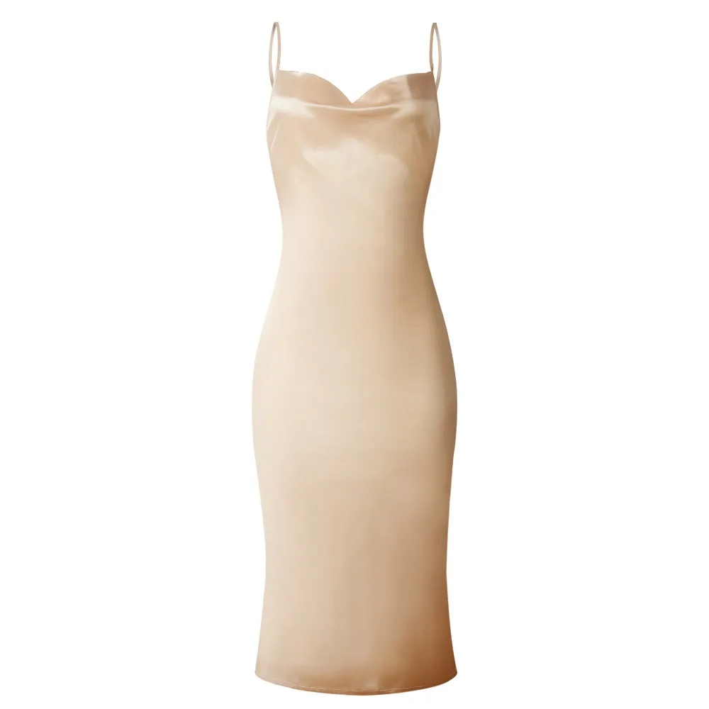 Женское атласное платье-карандаш с открытыми плечами 9 цветов | Женская одежда