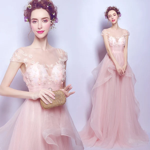 Распродажа Robe De Soiree, длинное вечернее платье с розовыми кристаллами и бисером, сексуальное прозрачное вечернее платье для невесты, банкета, выпускного вечера