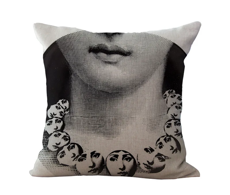 Модный высококачественный Ретро Чехол для подушки с красными губами Fornasetti, мимикой, декоративным рисунком, наволочка для дивана, домашний декор