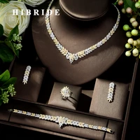 hibride new arrival aaa cubic zircon necklace earrings jewelry set two color bride wedding jewelry dress accessories n 206