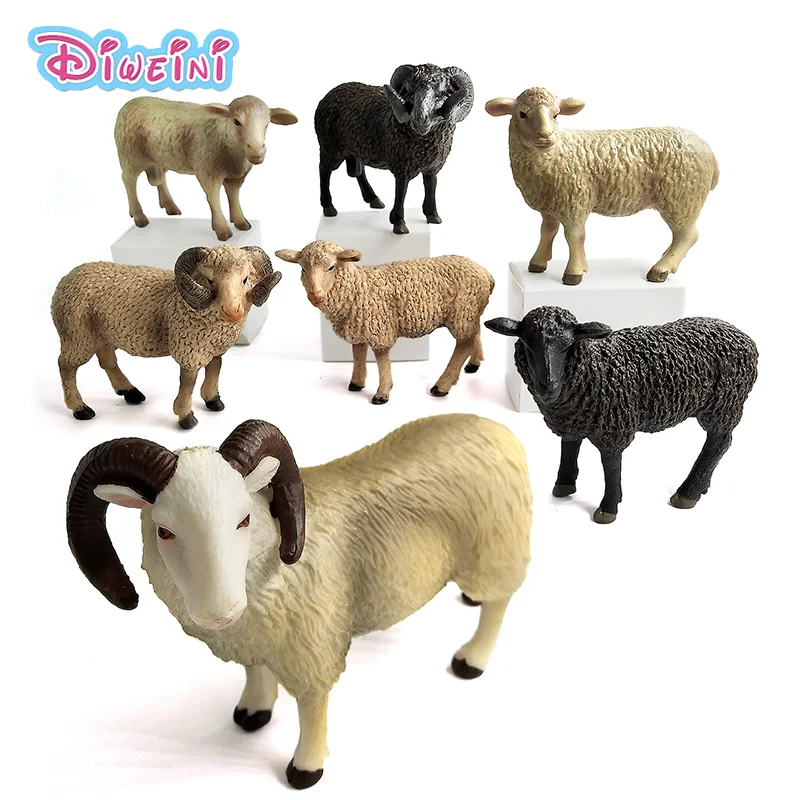 Kawaii имитация овцы симпатичная модель фермы животных Фигурка Козла пластиковая