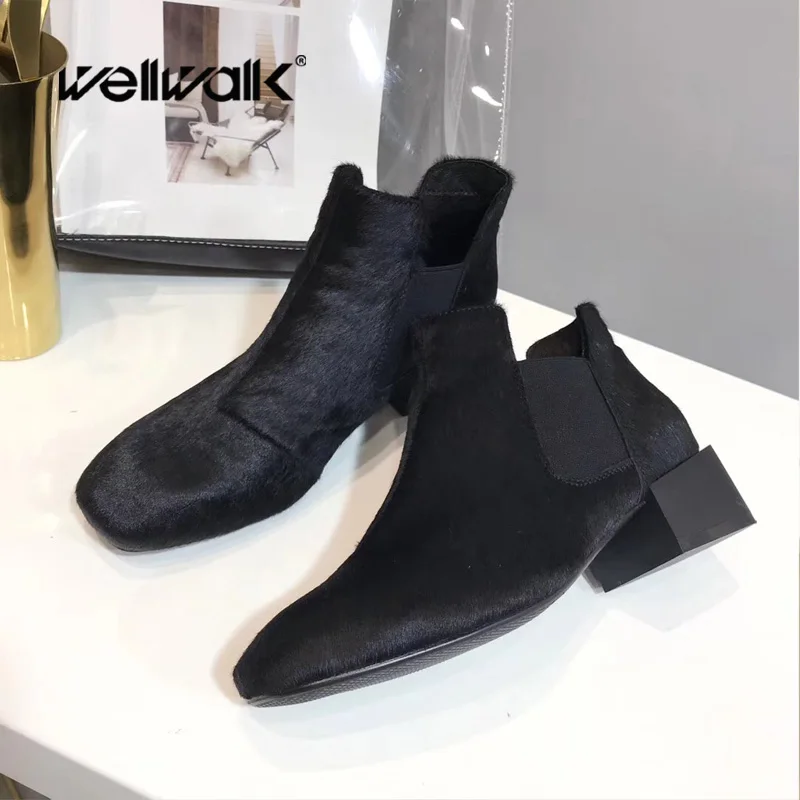 Wellwalk/Ботинки martin с конским мехом женские ботильоны натуральным ботинки в