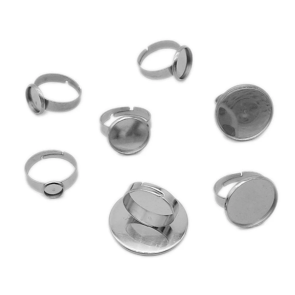 WIWI 10pcs/lot Adjustable Blank Ring Base Fit 6-25mm Handmade Cabochons Cameo Settings DIY Jewelry Accessories Wholesale | Украшения и