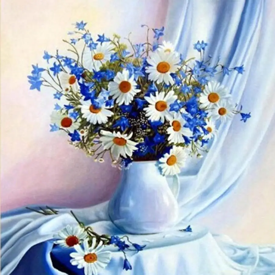 Новая мозаика алмазная вышивка красивая ваза цветы Цветочные бусины крестиком