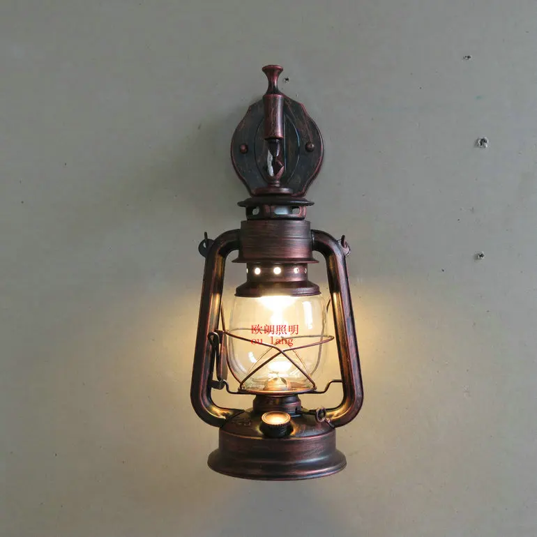 Фото Модные антикварные настенные светильники из кованого железа винтажный фонарь