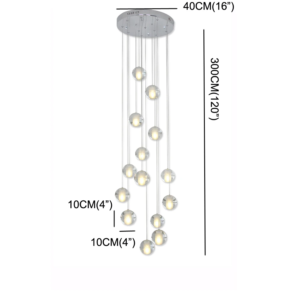 

UMEILUCE Modern LED Pendant Lights Clear Crystal Lampshade Hanging Lamp 14 Lights Luster Pendant Light G4 Bulb