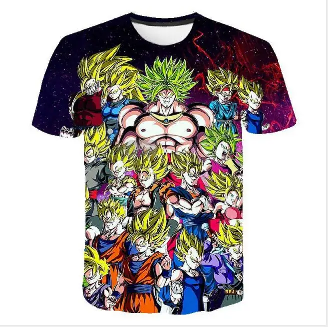 picture color Летние дети Dragon Ball Z футболка 3D с принтом из аниме Goku Вегета футболки рубашка "драгонболл" полиэстер детская одежда - Цвет: picture color