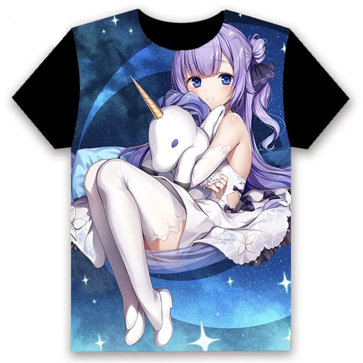 26 Мужская футболка Аниме игры Azur Lane akagi kaga illustrious Printed cosplay с коротким рукавом унисекс черные футболки топы Летняя одежда - Цвет: 26