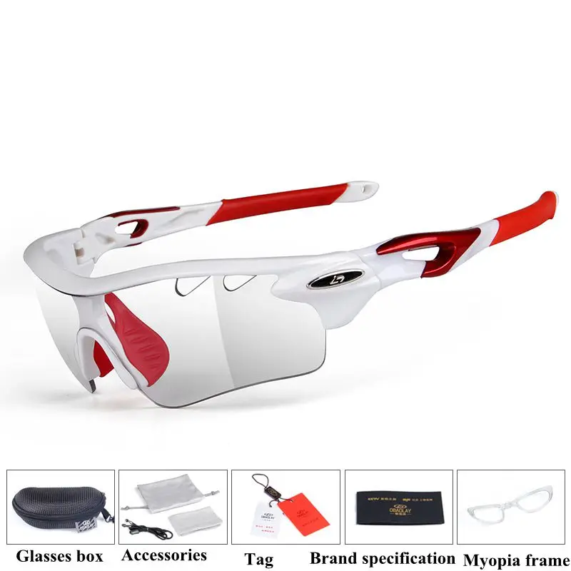 white red Новые наружные фотохромные велосипедные очки для вождения, пеших прогулок, путешествий, Finshing, солнцезащитные очки, меняющие цвет, спортивные очки - Цвет: white red