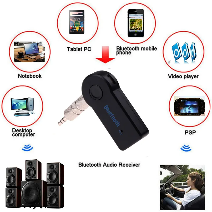 Гарнитура громкой связи для автомобиля Bluetooth 5 0 музыкальный приемник 3 мм