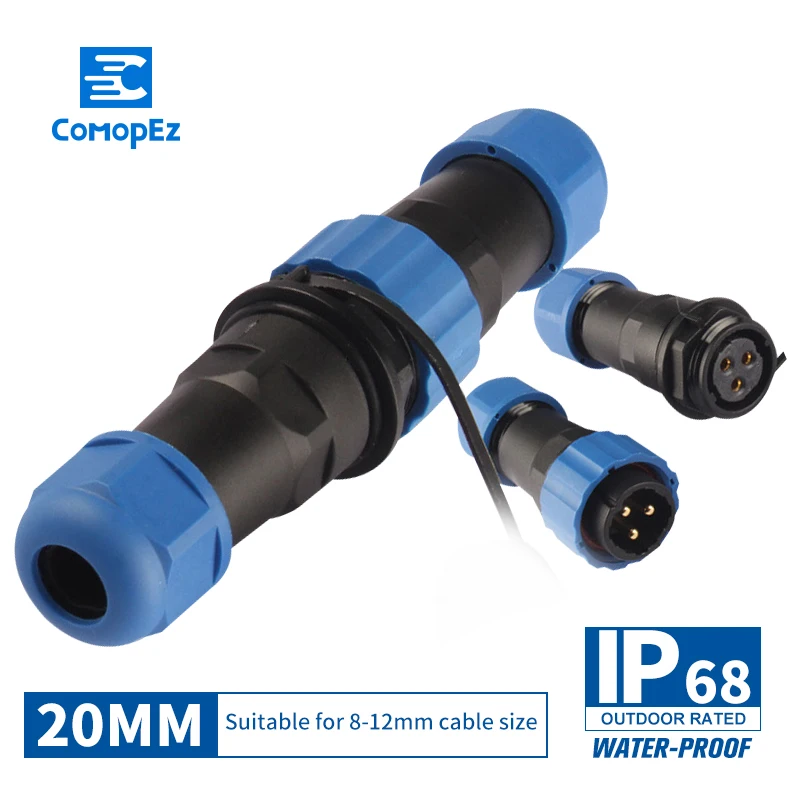 Водонепроницаемый соединитель SP20 тип IP68 Кабельный штепсельная вилка и гнездо